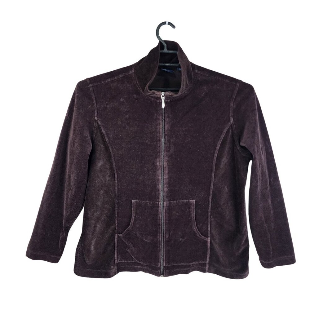 Womens Westbound Brown Jacket Full Zip Mock Neck Long Sleeve Size XL